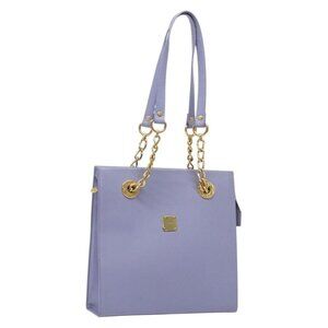 Authentic MCM Chain Shoulder Bag Leather Lavende Gold